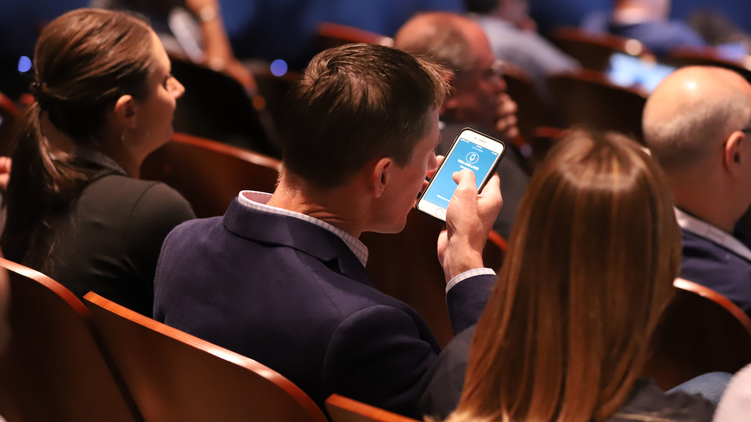 Event attendee uses Crowd Mic app to speak